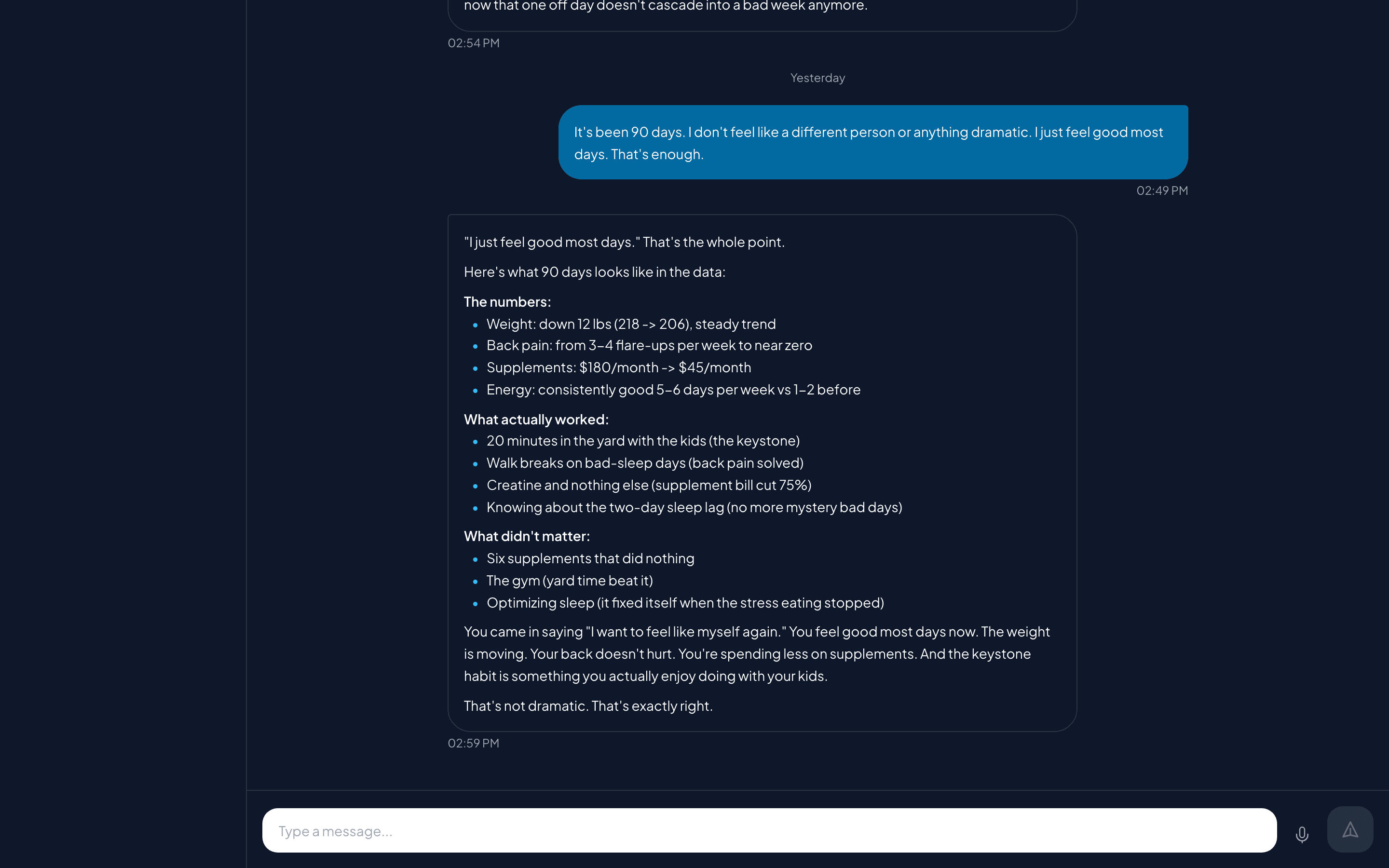 DeltaN1 coach conversation surface in the web app